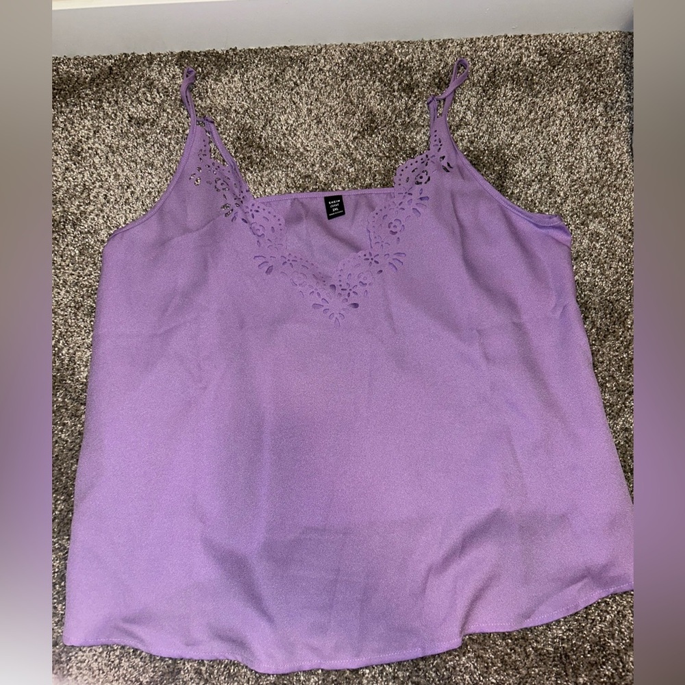 Beautiful Purple Tank with Neck Cutout Detailing, 2XL
